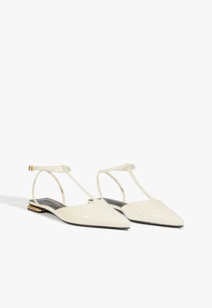 Schutz Schutz Allure Flats Womens White Patent Leather Pointed Toe T-Strap ZOGG3650