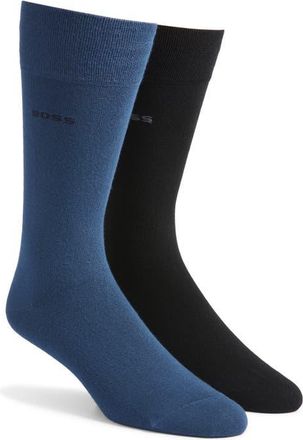 BOSS Assorted 2-Pack Solid Dress Socks in Open Bu at Nordstrom, Size 7-13