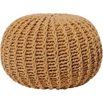 Beliani Beliani - Modern Knitted Round Pouffe Ottoman Cotton Yellow 50 x 35 cm Conrad ii