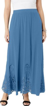Roaman's Ultrasmooth Fabric Lace Maxi Skirt in Dusty Indigo at Nordstrom, Size 40