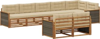 vidaXL Conjunto De Sof&aacute;s De Exterior 8 Uds. Natural Y Beige Vidaxl