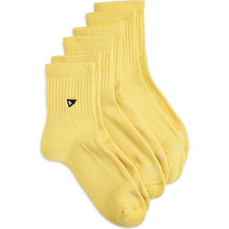Arvin Goods 3-Pack Quarter Crew Socks in Yellow at Nordstrom, Size Small