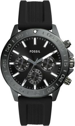 Fossil Bannon Multifunction Silicone Strap Watch, 45mm in Gunmetal at Nordstrom Rack