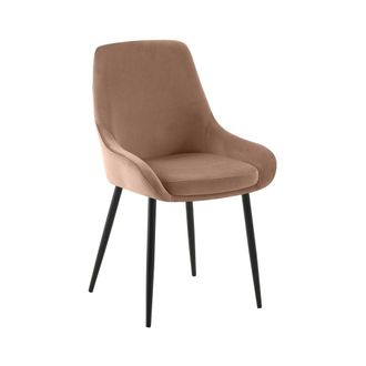 Clp Silla de comedor con reposapi&eacute;s en terciopelo marr&oacute;n