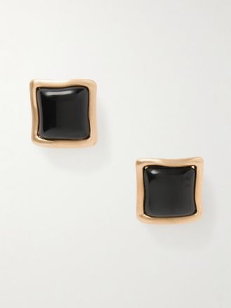 Cult Gaia Orecchini In Metallo Dorato E Resina Suni - Nero