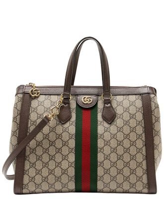 Gucci Beige Gg Supreme Canvas Ophidia Large Zip Tote (Authentic Pre-Loved)