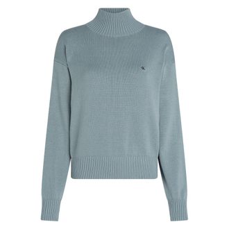 Calvin Klein Pullover met hoge hals - Dames - Coltruien - Blauw - XS - Katoen - Truien & Vesten