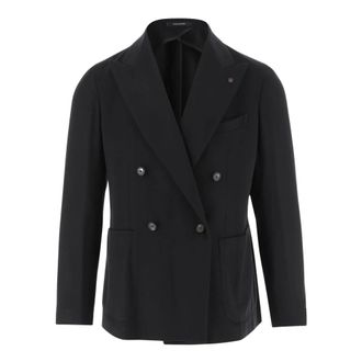 Tagliatore Cashmere Jacket Classic Lapels Double-Breasted - male - Tagliatore - Blazers - Black - 3XL - Jackets