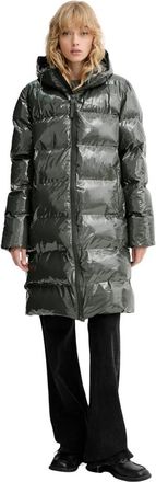 Rains Alta Quilted Padded Coat - Dames - Parka Jassen - Groen - XS - Leer - Jassen