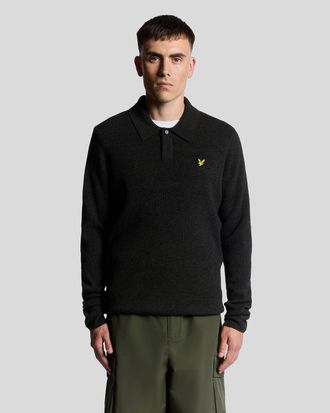 Lyle & Scott lamswolmix rugbytrui - zwart