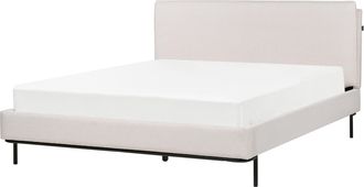 Beliani Cama Con Somier Con Cabecero Moderna Tapizado De Tela De Poli&eacute;ster Beige Crema 160 X 200 Cm Corio