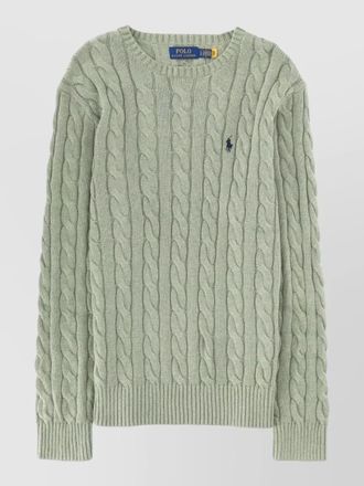 Polo Ralph Lauren logo cable knit sweater ribbed cuffs hem