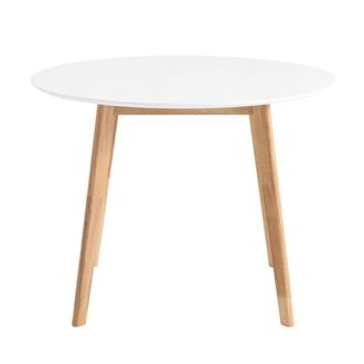 Koketto Home Mesa de comedor de 100 con patas de roble y tablero blanco
