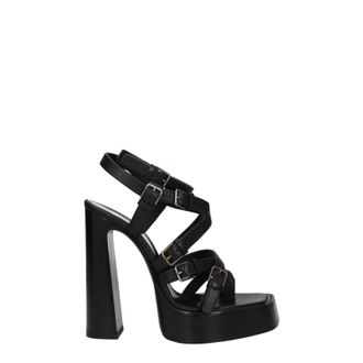 Saint Laurent Damens Sandalen aus schwarzem Leder