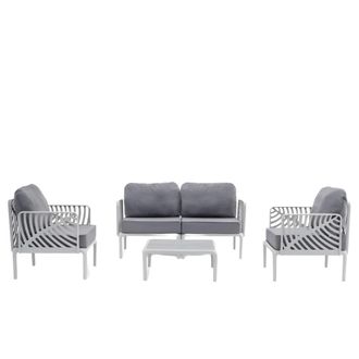 Siediti Fuori e Dentro Conjunto de jard&iacute;n deluxe en resina gris y cojnes gris oscuro