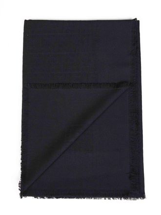 Fendi Womens Shawl Ff Wool-Silk-Cashmere Black Cotton Scarf Scarfs