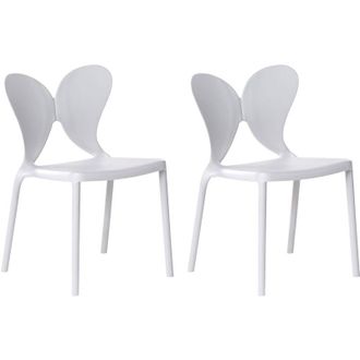 Beliani Set di 2 sedie da giardino in plastica Materiale sintetico Schienale a farfalla Grigio chiaro Larissa