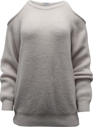 Iro Lineisy Cold Shoulder Ribgebreide Trui in Lichtbeige Acryl