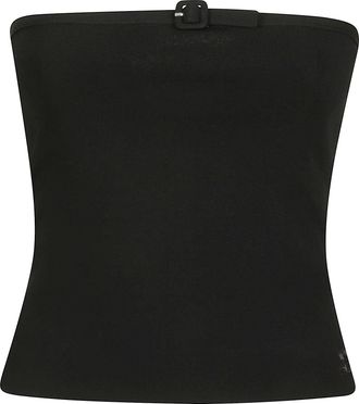 Courr&egrave;ges Strapless Fitted Knit Bustier Top