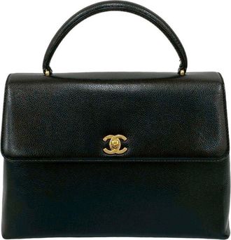 Chanel Black Grained Calfskin Handbag Tote Bag (Pre-Owned)