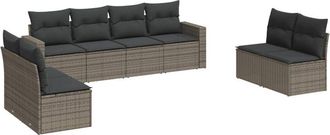 vidaXL Vidaxl - Set De Sof&aacute;s De Jard&iacute;n 8 Pzas Y Cojines Rat&aacute;n Sint&eacute;tico Gris