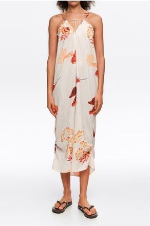 Bimba & Lola Midi Dress With Adjustable Straps in Tortuga Dark Orange at Nordstrom, Size X-Small