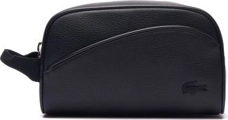 Lacoste Tennis-ge&iuml;nspireerde leren toilettas - Dames - Toilettassen - Zwart - ONE Size - Leer - Tassen