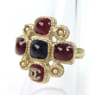 Chanel Gold Black Bordeaux Band Ring (Pre-Owned)