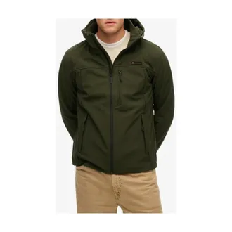 Superdry Wind Jackets, male, Green, Size: S Hooded Zip Blazer with Front Pockets