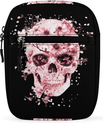 Generic Cherries Skull Blossoming Trendy Crossbody Bag for Men Women Small Satchel Men Sling Adjustable Shoulder Strap Messenger