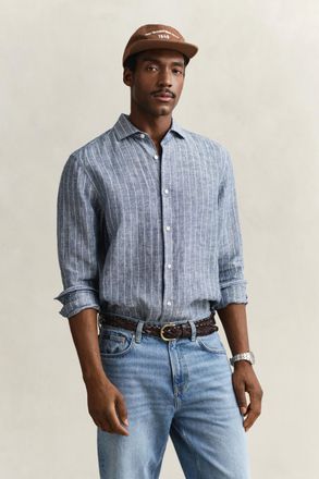 GANT Men Striped Linen Shirt (XXXL) PERSIAN BLUE