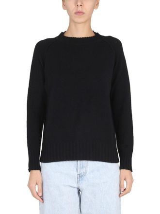 Stefano Mortari Cross-Neck Black Wool Jersey Sweater