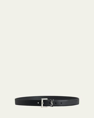 Saint Laurent YSL Cintura Box Leather Belt