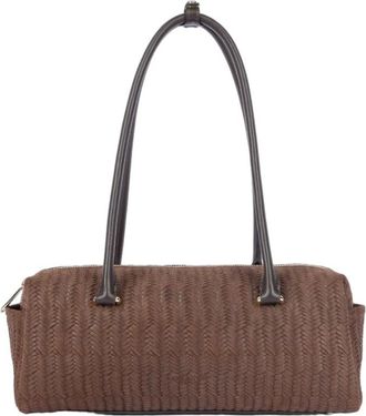 Lancaster Sac rectangle Zipp&eacute; Tress&eacute; Cube - Dames - Schoudertassen - Bruin - ONE Size - Leer - Tassen