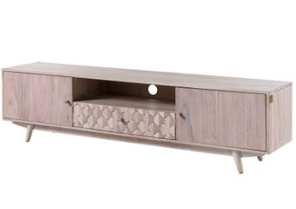Massivmoebel24 Mobile Tv In Legno Di Acacia 188x40x48 Bianco Laccato Mosayk 205