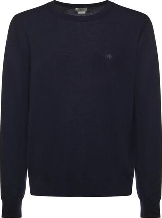 Etro Rondgebreide kleding - Heren - Ronde hals truien - Blauw - L - Truien & Vesten
