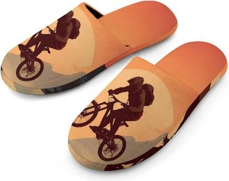 Generic Mountain Sunset Bike Biker Rocks Mens House Slippers Slip Indoor Slipper On Shoes Warm Outdoor