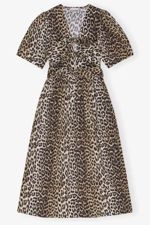 Ganni Mixed Leopard Printed Cotton Dress - Size 10/12 Organic