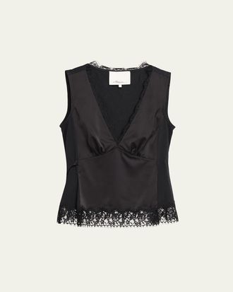 3.1 Phillip Lim Sleeveless Satin Lace Combo Top