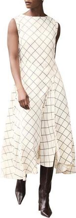 Mint Velvet Satin Checked Midi Dress in Cream at Nordstrom, Size 12