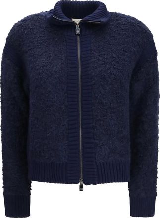 Jacob Cohen C&aacute;rdigan con cremallera en tejido boucl&eacute; de mezcla de alpaca - Sweatshirts & Hoodies - Mujer - Azul - L