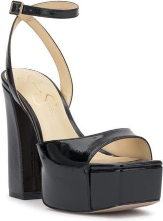 Jessica Simpson Lirio Ankle Strap Platform Sandal in Black Patent at Nordstrom, Size 9.5