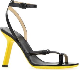 Loewe Womens Petal Heel Sandal Black Leather