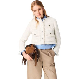 Maje Short tweed jacket in Ecru at Nordstrom, Size 36 Eu