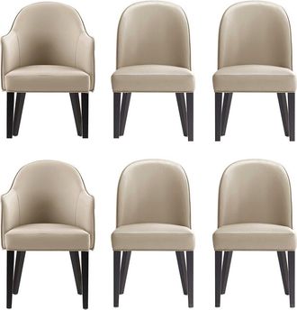 Manhattan Comfort 6pc Hillman Leatherette & Velvet Dining Chair & Arm Chair Set