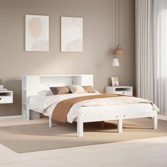 Berkfield Home Bookcase Bed without Mattress White 135x190 cm Doouble Solid Wood Pine