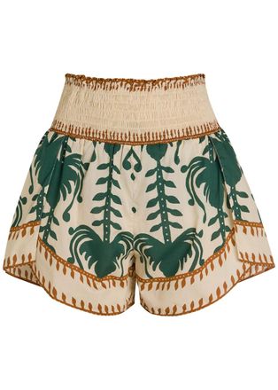 Johanna Ortiz Linka Printed Cotton Shorts - Beige - 8 (UK12 / M)
