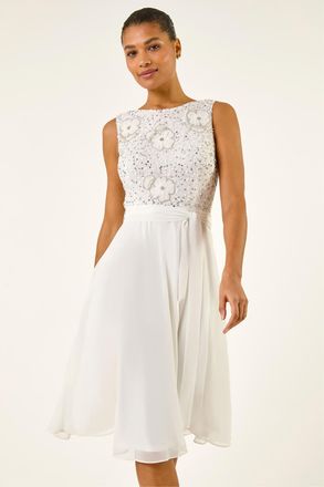 Roman Womens Premium Beaded DR - Ivory - Size 10 UK