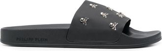 Philipp Plein skull-detail slides - unisex - Polyamide/Polyamide/Rubber/Fabric - 40 - Black