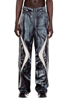 Diesel Biker-trompe loeil satin track pants - Pants - Man - Blue